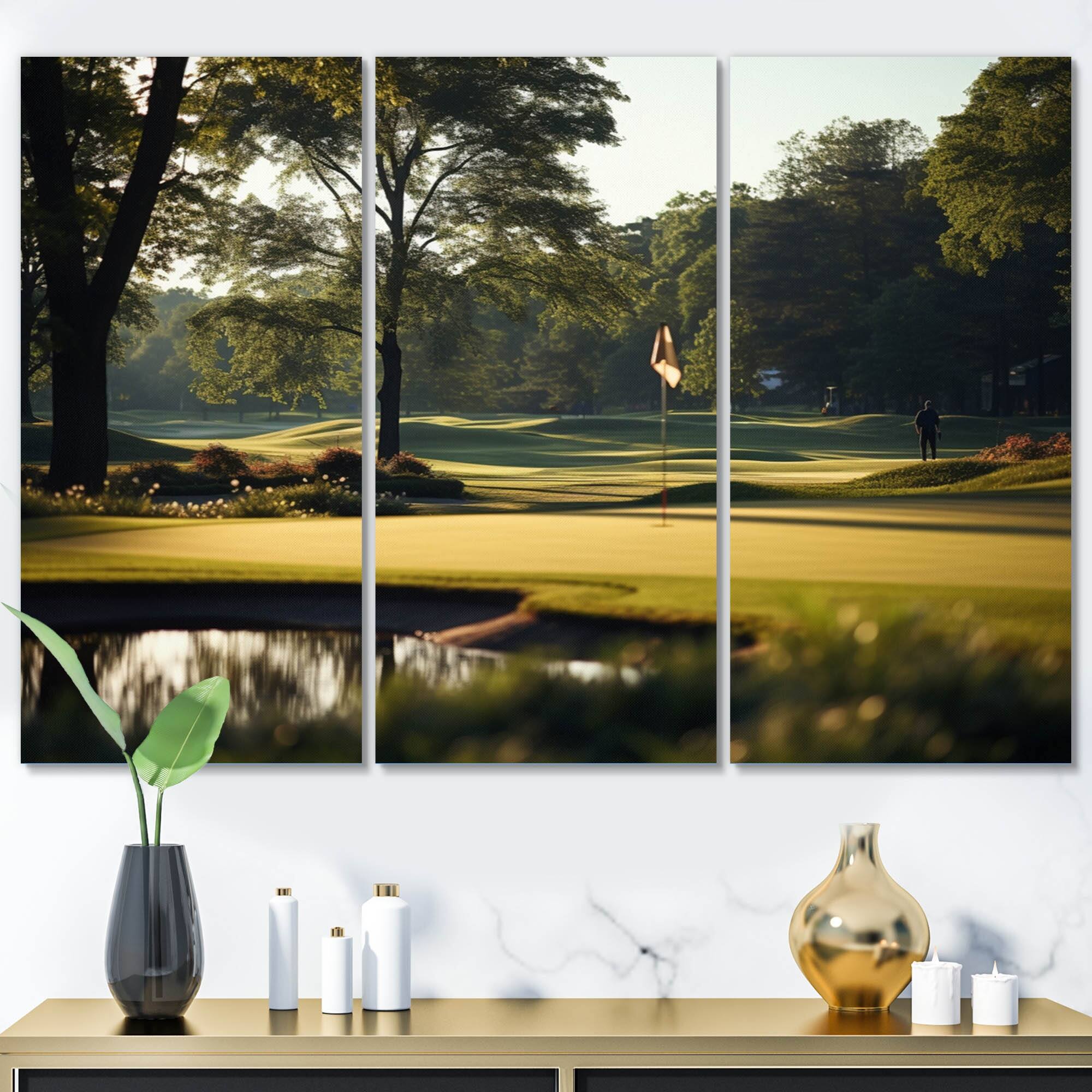 Designart "Golf Putting Green Tranquility I" Sports Canvas Prints Set